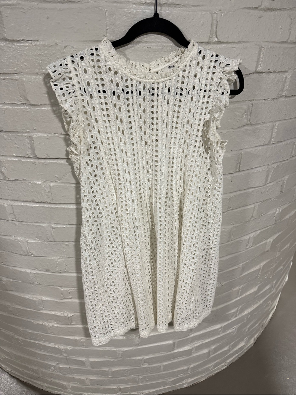 Madewell White Eyelet Sleeveless Shift Dress